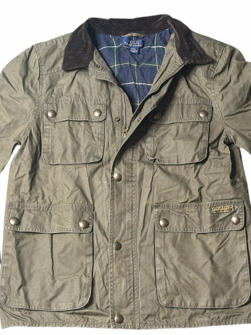 Polo by Ralph Lauren Olive Green Field Jacket with Corduroy Collar